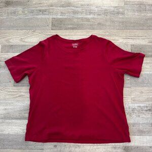 L L Bean dark red short sleeve tee womens 1X plus size O10